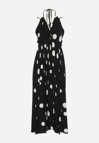 Born2be - Czarna Rozkloszowana Sukienka z Wiskozy Wiązana na Szyi i Plecach z Gumką w Pasie Jessmarie. Okazja: na co dzień. Kolor: czarny. Materiał: wiskoza. Styl: casual #7