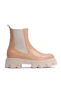 Kazar - Brązowe trzewiki damskie. Kolor: brązowy. Materiał: skóra. Szerokość cholewki: normalna. Wzór: moro. Styl: militarny #1