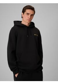 4f - 4F Bluza dresowa regular z kapturem męska 4F x Robert Lewandowski - czarna XXL. Okazja: na co dzień. Typ kołnierza: kaptur. Kolor: czarny. Materiał: dresówka. Wzór: gładki. Sezon: lato. Styl: sportowy, casual #1