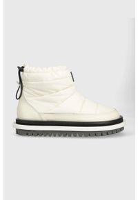 Tommy Jeans śniegowce TJW PADDED FLAT BOOT kolor beżowy EN0EN02292. Nosek buta: okrągły. Kolor: beżowy. Materiał: guma, poliester. Szerokość cholewki: normalna
