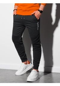 Ombre Clothing - Spodnie męskie dresowe P954 - czarne - M. Kolor: czarny. Materiał: dresówka. Wzór: gładki #3
