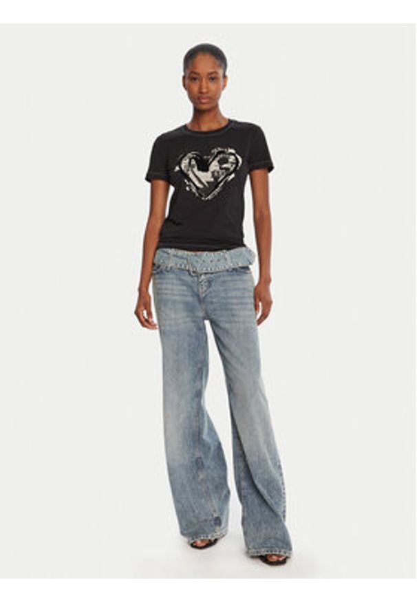 Desigual T-Shirt Letter Core 25WWTK04 Czarny Regular Fit. Kolor: czarny. Materiał: bawełna