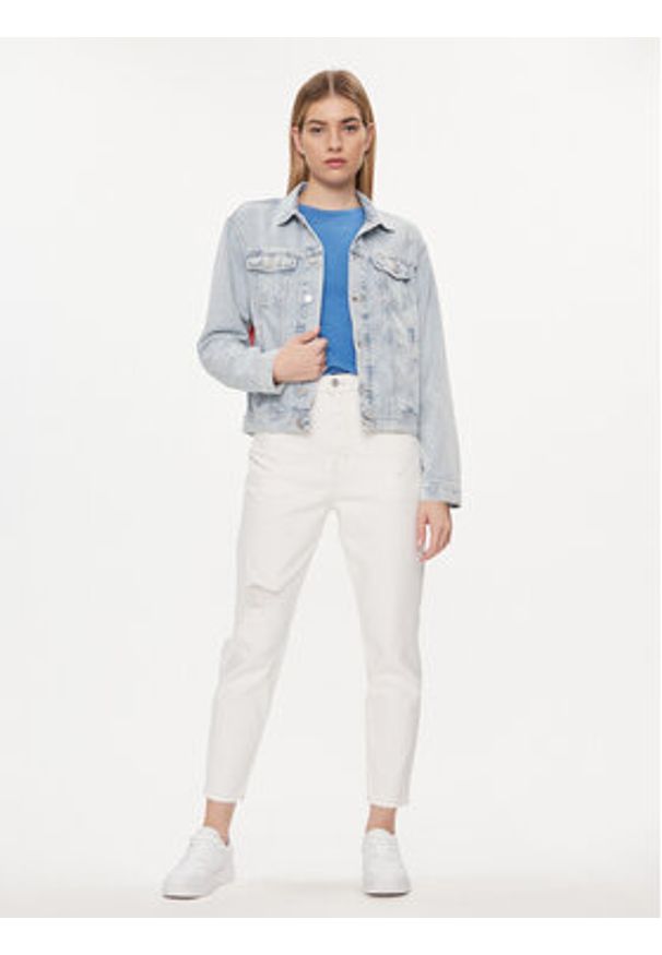Tommy Jeans Kurtka jeansowa Flag DW0DW18331 Niebieski Regular Fit. Kolor: niebieski. Materiał: bawełna