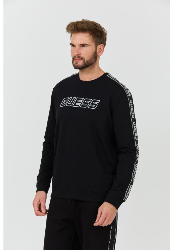 Guess - GUESS Czarna męska bluza z lampasami Arlo, Rozmiar XXL. Kolor: czarny