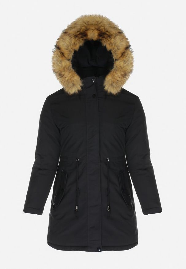 Renee - Czarna Kurtka Parka Dwustronna Deyu. Okazja: na co dzień. Kolor: czarny. Materiał: jeans, tkanina, futro. Sezon: jesień, zima. Styl: casual, elegancki