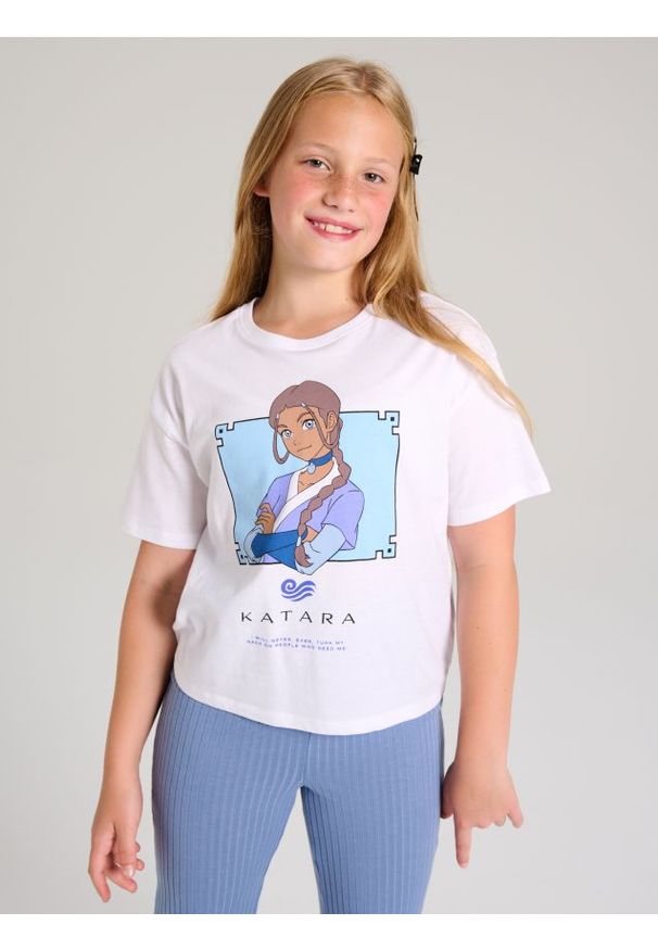 Sinsay - Koszulka z nadrukiem Avatar: The Last Airbender, Katara - biały. Kolor: biały. Wzór: nadruk