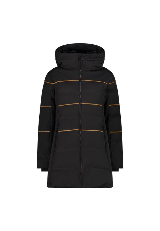 Płaszcz damski turystyczne CMP 33K0406. Typ kołnierza: kaptur. Kolor: wielokolorowy, brązowy, czarny. Materiał: puch. Sezon: zima. Sport: narciarstwo