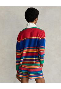 Ralph Lauren - RALPH LAUREN - Kolorowa bluzka w paski Oversize Fit. Typ kołnierza: polo. Kolor: czerwony. Materiał: tkanina. Długość rękawa: długi rękaw. Długość: długie. Wzór: paski, kolorowy #4