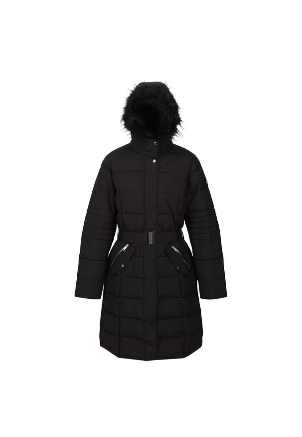 Decima Regatta damski turystyczny płaszcz zimowy pikowany. Kolor: czarny. Sezon: zima. Sport: turystyka piesza