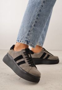 Born2be - Ciemnobeżowe Sneakersy z Zamszu Naturalnego na Grubej Podeszwie Tesolva. Okazja: na co dzień. Kolor: beżowy. Materiał: zamsz #1