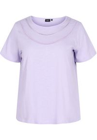 Zizzi T-Shirt V50220A Fioletowy Regular Fit. Kolor: fioletowy. Materiał: bawełna