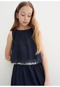 bonprix - Sukienka dziewczęca na uroczyste okazje. Kolor: niebieski. Wzór: aplikacja #2