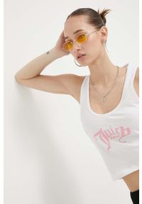 Juicy Couture top bawełniany kolor biały. Kolor: biały. Materiał: bawełna. Długość rękawa: na ramiączkach #1