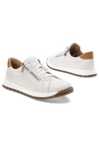 Białe Sneakersy Wasak Stylowe Obuwie Damskie. Okazja: na co dzień. Zapięcie: sznurówki. Kolor: biały. Materiał: jeans, skóra, nubuk. Wzór: grochy. Sezon: lato #3