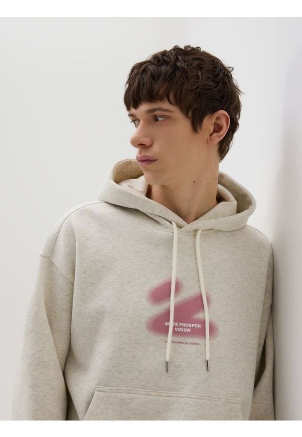 Reserved - Bluza z nadrukiem - jasnoszary. Kolor: szary. Materiał: bawełna, dzianina. Wzór: nadruk