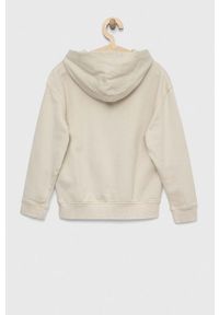 TOMMY HILFIGER - Tommy Hilfiger bluza bawełniana dziecięca kolor beżowy z kapturem z aplikacją. Typ kołnierza: kaptur. Kolor: beżowy. Materiał: bawełna. Wzór: aplikacja #3