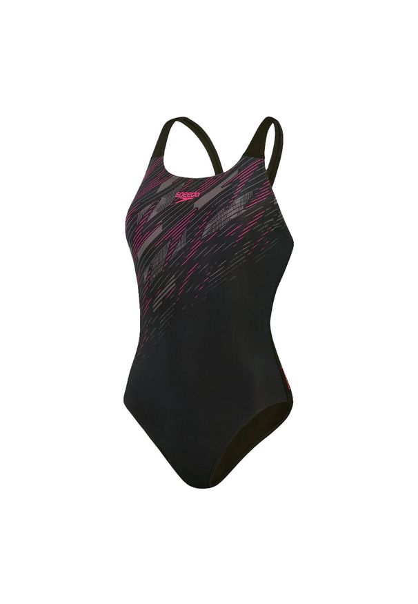 Speedo - Damski Jednoczęściowy Kostium Kąpielowy Hyperboom Placement Muscleback. Kolor: czarny, różowy, wielokolorowy