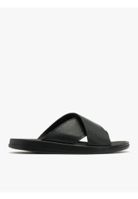 Ryłko - Czarne klapki męskie. Kolor: czarny. Materiał: skóra. Styl: street #1