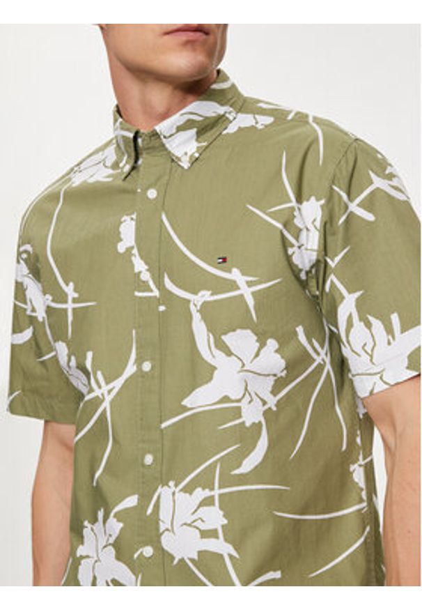 TOMMY HILFIGER - Tommy Hilfiger Koszula Tropical MW0MW34587 Zielony Regular Fit. Kolor: zielony. Materiał: bawełna