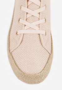 Born2be - Różowe Trampki z Ozdobną Plecionką Filarra. Okazja: na co dzień. Kolor: różowy. Materiał: jeans. Styl: casual #5