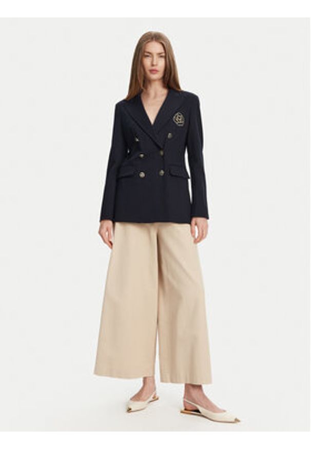 Marella Marynarka Baiocco 2513911024 Granatowy Slim Fit. Kolor: niebieski. Materiał: wiskoza, syntetyk