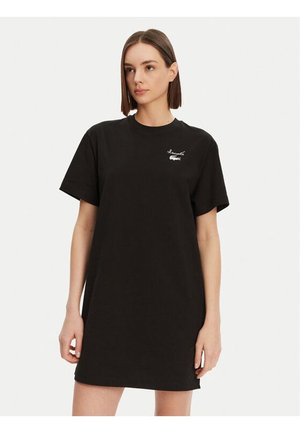 Lacoste Sukienka codzienna EF9573 Czarny Regular Fit. Okazja: na co dzień. Kolor: czarny. Materiał: bawełna. Typ sukienki: proste. Styl: casual