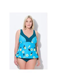 ULLA POPKEN - Damskie Tankini pływaczki miękkie miseczki regulowane ramiączka. Kolekcja: plus size. Kolor: niebieski. Materiał: elastan, poliamid, materiał