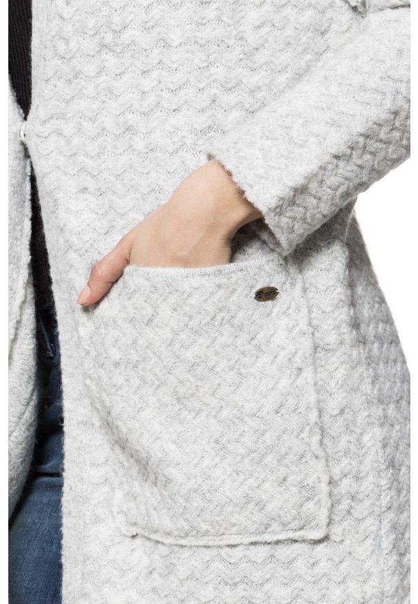 Tom Tailor - DAMSKI PŁASZCZ TOM TAILOR KNIT COAT. Materiał: dzianina, wełna. Wzór: jodełka, melanż. Styl: elegancki