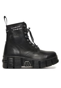 NEW ROCK Trzewiki M-WALL084NP-C8 Czarny. Kolor: czarny. Materiał: skóra. Styl: rockowy #1