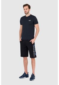 EA7 Emporio Armani - EA7 Granatowy t-shirt męski z małym logo, Rozmiar L. Kolor: niebieski #5