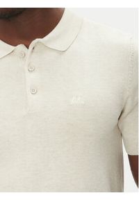 Lindbergh Polo 30-800159 Beżowy Slim Fit. Typ kołnierza: polo. Kolor: beżowy. Materiał: wiskoza #5