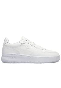 Buty Lacoste L001 Set 748SMA0097-21G - białe. Okazja: na co dzień. Zapięcie: sznurówki. Kolor: biały. Materiał: skóra, guma. Wzór: aplikacja