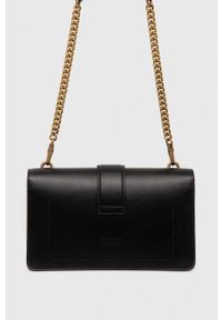 Pinko torebka skórzana kolor czarny. Kolor: czarny. Materiał: skórzane. Rodzaj torebki: na ramię #6
