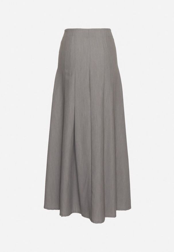 Born2be - Szara Spódnica Maxi Rozkloszowana w Garniturowym Stylu Araxna. Okazja: na co dzień. Kolor: szary. Styl: casual
