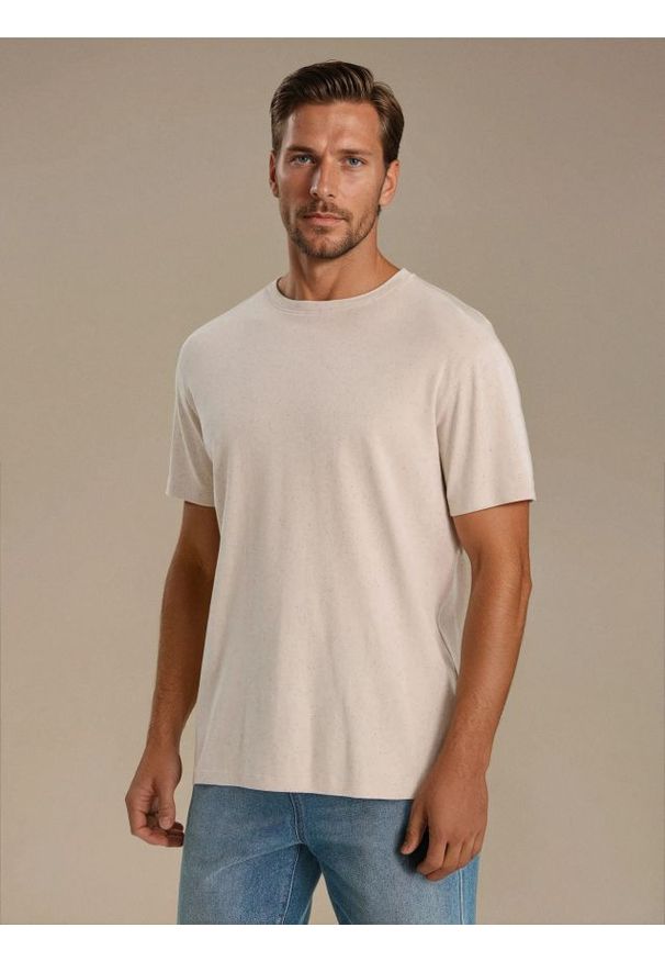 Sinsay - Koszulka basic - beżowy. Kolor: beżowy