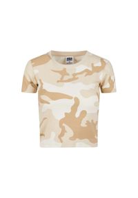 Urban Classics - T-shirt Damski Camo Cropped. Kolor: brązowy, zielony, wielokolorowy. Sport: turystyka piesza