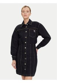 Karl Lagerfeld - KARL LAGERFELD Sukienka jeansowa A4W13019 Granatowy Relaxed Fit. Typ kołnierza: dekolt w karo. Kolor: niebieski. Materiał: bawełna