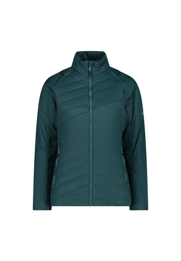 Kurtka puchowa damska z odpinanymi rękawami CMP. Kolor: zielony. Materiał: puch. Sezon: zima. Sport: narciarstwo