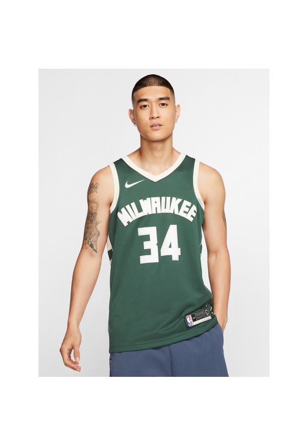 Nike - Koszulka męska nike nba milwaukee bucks giannis antetokounmpo swingman jersey. Kolor: zielony. Materiał: jersey. Sport: koszykówka