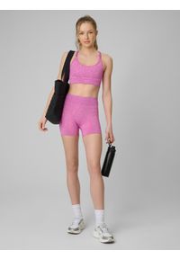 4f - 4F Spodenki treningowe bezszwowe damskie - różowe M/L. Stan: podwyższony. Kolor: różowy. Materiał: skóra, włókno, dzianina. Sport: fitness #1