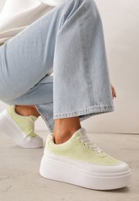 Born2be - Żółte Sneakersy VICES na Platformie w Stylu lat 90. Donah. Kolor: żółty. Sezon: lato. Obcas: na platformie #7