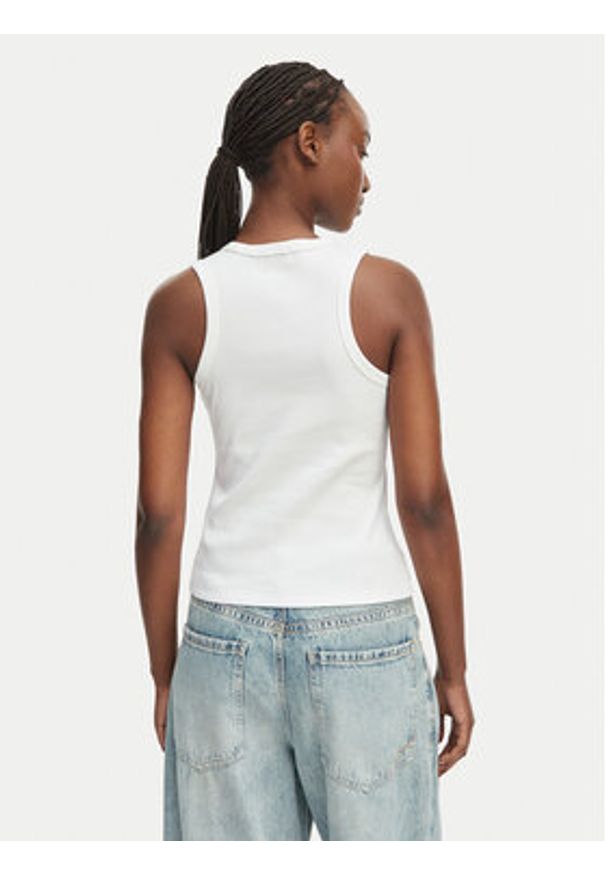 Calvin Klein Jeans Top LV047F239G Biały Slim Fit. Kolor: biały. Materiał: bawełna