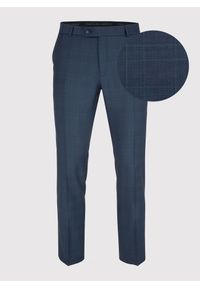 Pako Lorente - PAKO LORENTE – Granatowe spodnie garniturowe w kratę. Kolor: niebieski. Materiał: wełna #3