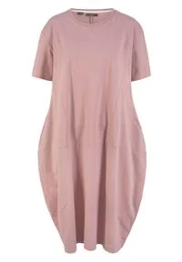 Sukienka bawełniana oversize, rękawy 1/2 bonprix różowobrązowy. Kolor: różowy. Materiał: bawełna. Typ sukienki: oversize #1