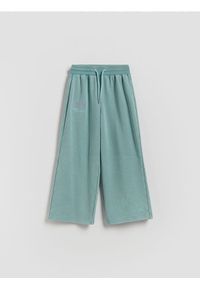 Reserved - Szerokie spodnie dresowe - miętowy. Kolor: miętowy. Materiał: dresówka #1