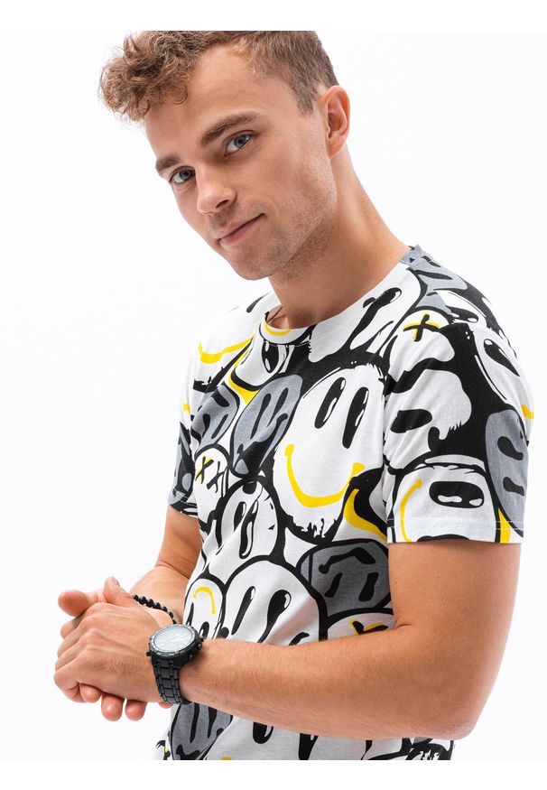 Żółty t-shirt Ombre Clothing z nadrukiem
