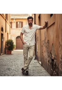 Lekkie, Bawełniane Spodnie - Wiosna, Lato - Pako Jeans - Beżowe. Kolor: brązowy, beżowy, wielokolorowy. Materiał: elastan, bawełna. Sezon: wiosna, lato #5