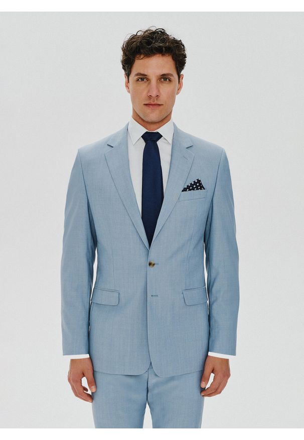 Pako Lorente - PAKO LORENTE – Błękitne męskie spodnie garniturowe. Kolor: niebieski. Materiał: wełna. Styl: elegancki