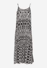 Born2be - Czarna Sukienka z Bawełny z Geometrycznym Motywem Koladiela. Okazja: na spacer. Kolor: czarny. Materiał: bawełna. Długość rękawa: na ramiączkach. Wzór: geometria. Sezon: lato #3