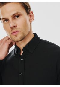 Pako Lorente - PAKO LORENTE – Czarna bawełniana koszula męska. Kolor: czarny, zielony. Materiał: bawełna. Długość rękawa: długi rękaw. Długość: długie. Wzór: gładki #6